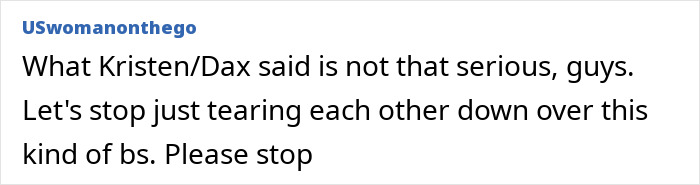 Comment from user criticizing the backlash against Kristen Bell&rsquo;s triggering post and behavior during online discussion.