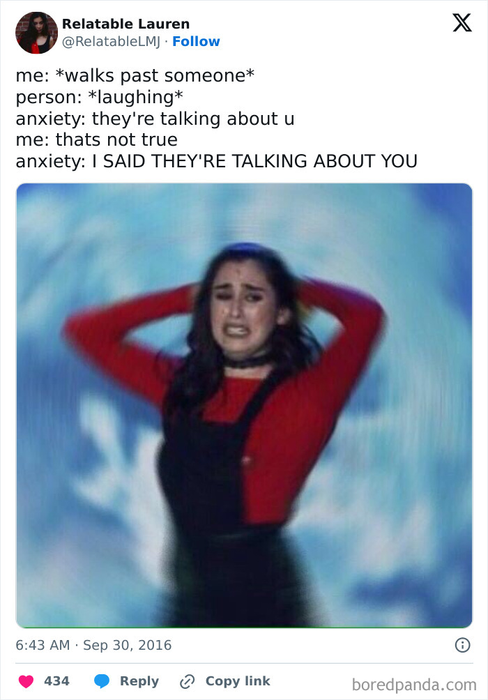 Blurred image of a woman in distress illustrating relatable moments in our lives that aren’t an original experience about anxiety.