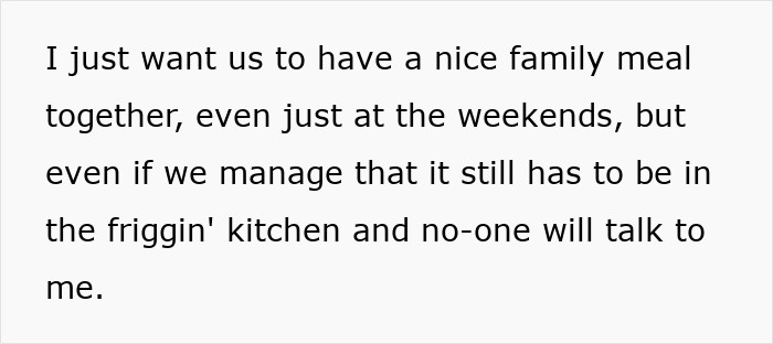 Text on white background expressing a mom&rsquo;s struggle with obstacles to eating together as a family.