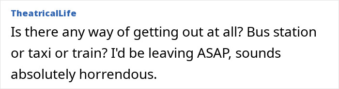 Text message expressing urgency and desire to escape from a situation involving intoxicated partner and friend abroad.