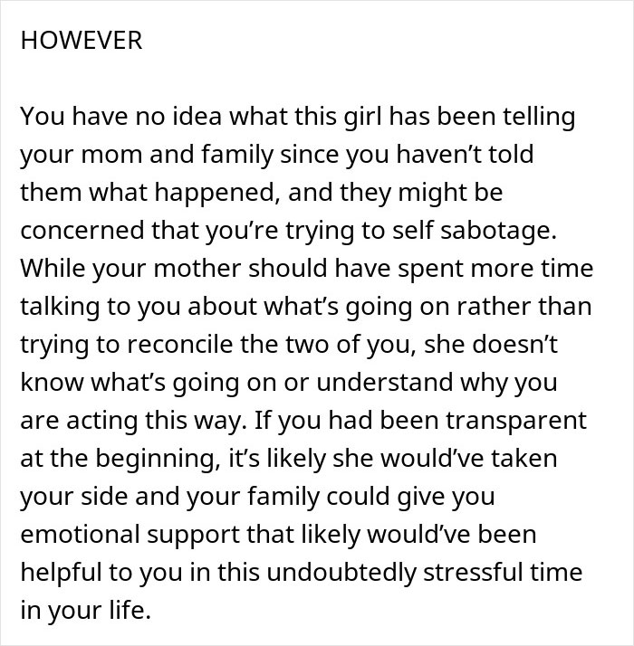 Guy runs out the window after his mom&rsquo;s attempt to reconcile him and his ex fianc&eacute; causes tension and confusion.