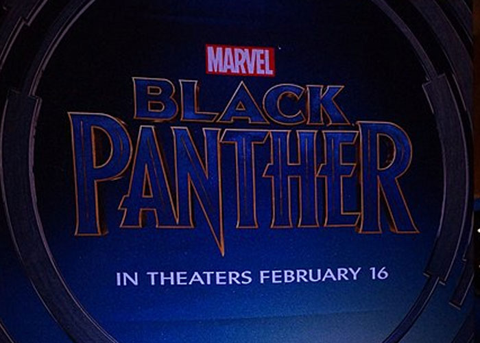 Marvel Black Panther movie logo displayed with text about theater release, unrelated to kids mortifying moms moments.