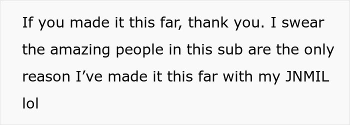 Text from a forum post expressing gratitude for support from a community during a difficult confrontation with MIL unhinged behavior.