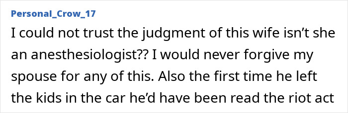 Comment discussing distrust in judgment related to dad watching adult videos while 2YO daughter died in hot car case.