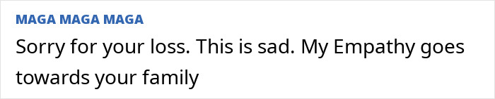 Comment expressing sympathy and condolences for the loss of a morbidly obese patient after tooth removal by Instagram-famous dentist