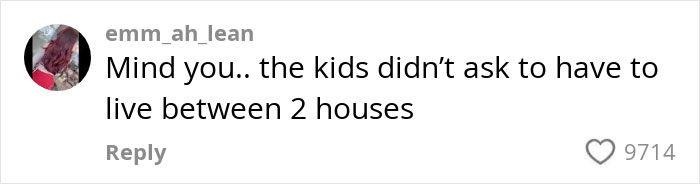 Screenshot of a social media comment debating why the biological daughter has the biggest room in the house.