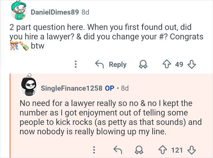 Screenshot of a social media conversation about a person who won $7M in the lottery discussing life changes and privacy.