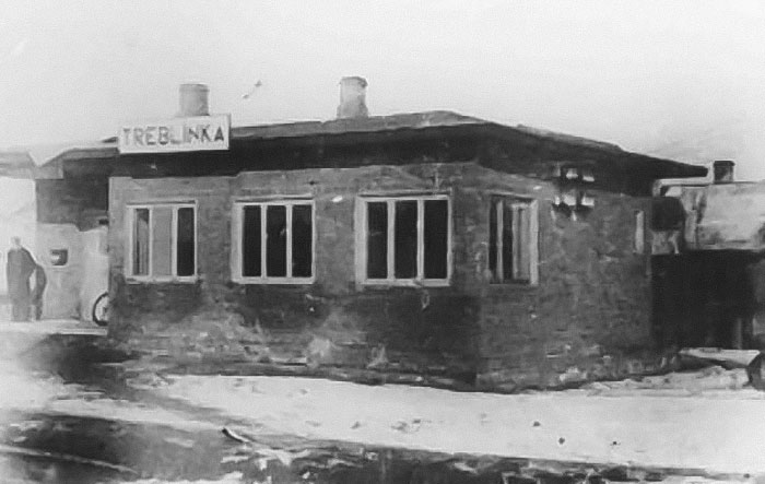 Black and white photo of the Treblinka camp building related to Holocaust survivor Ruth Posner and her husband.