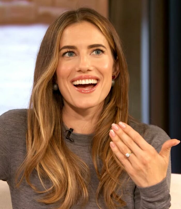 Allison Williams speaking animatedly during an interview, demonstrating openness about privilege and nepo babies.