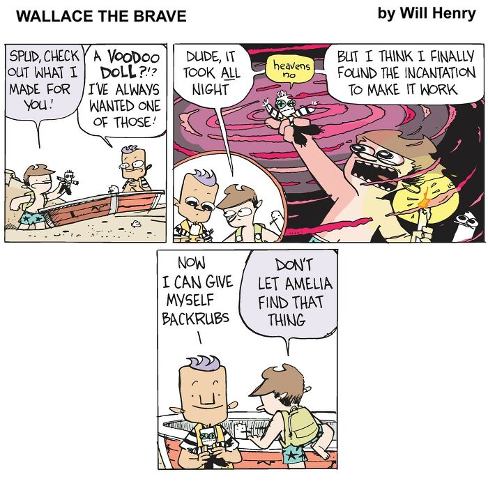 Comic strip from Wallace the Brave by Will Henry, featuring whimsical characters in a humorous Snug Harbor tale.
