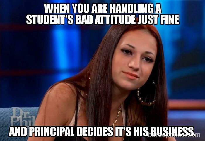Woman on Dr. Phil show representing teacher handling student's attitude, highlighting funny memes for teachers who deserve a raise.