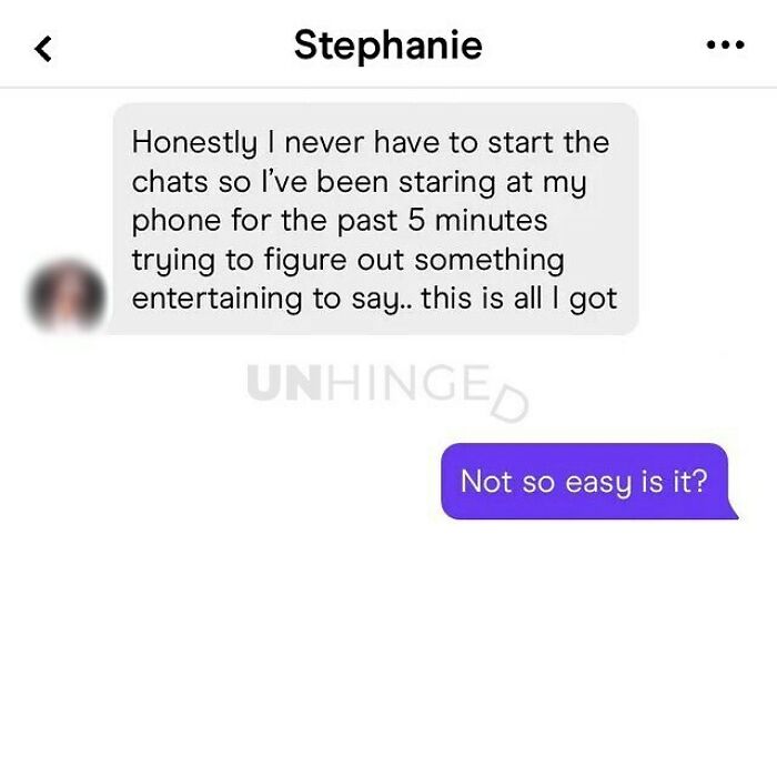 Text message screenshot from dating app showing a user struggling to start a chat, highlighting dating apps funny unhinged people.