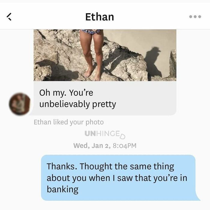 Screenshot of a humorous dating app conversation with unhinged messages highlighting dating app people.