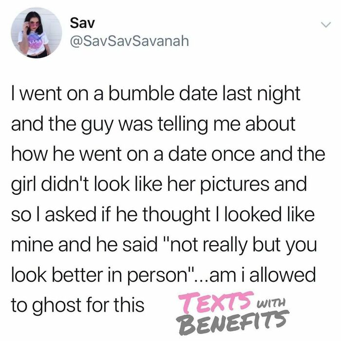 Tweet about a Bumble date with awkward honesty, capturing the perfectly unhinged moments in dating life.