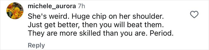 Screenshot of social media comment criticizing a tennis star&rsquo;s testosterone remark amid rivalry tensions.