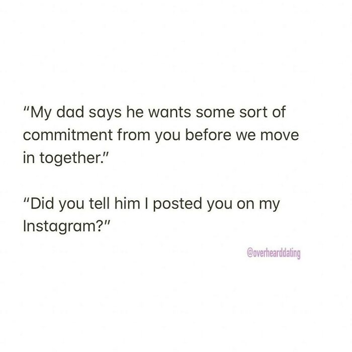 Conversation about dating commitment and Instagram post shared, highlighting funny dating moments accidentally overheard.
