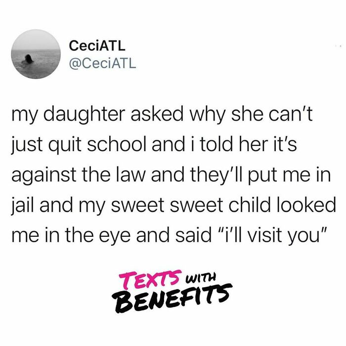 Tweet about a parent explaining why school is mandatory with a humorous twist on unhinged dating tweets.