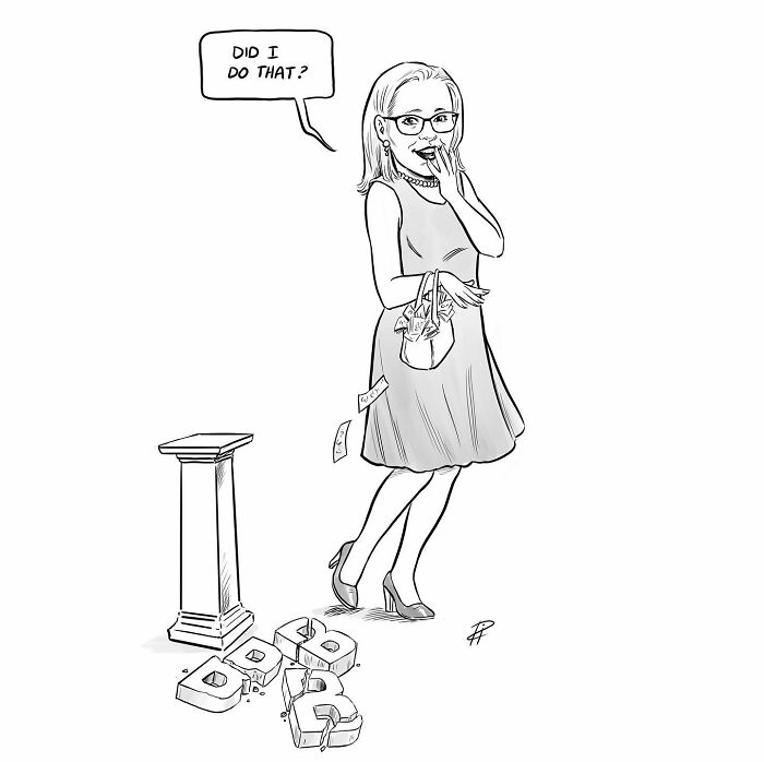 Woman dropping broken CBD blocks while asking did I do that in a comic that sparks important conversations about today's world.