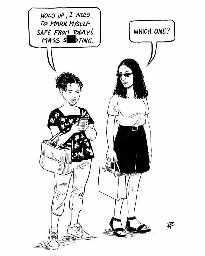 Two women discussing safety in a comic illustration highlighting important conversations about today's world.