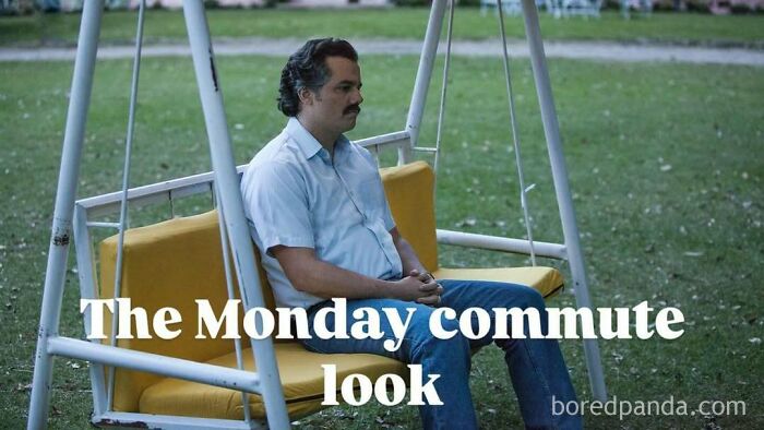 Man sitting alone on a yellow swing outdoors, illustrating a relatable moment about driving memes and road rage.