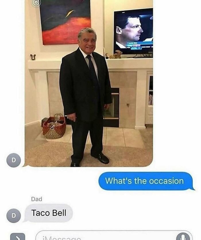 Man in a suit posing indoors with text message joke, a meme related to posts that hit different at 3AM humor.