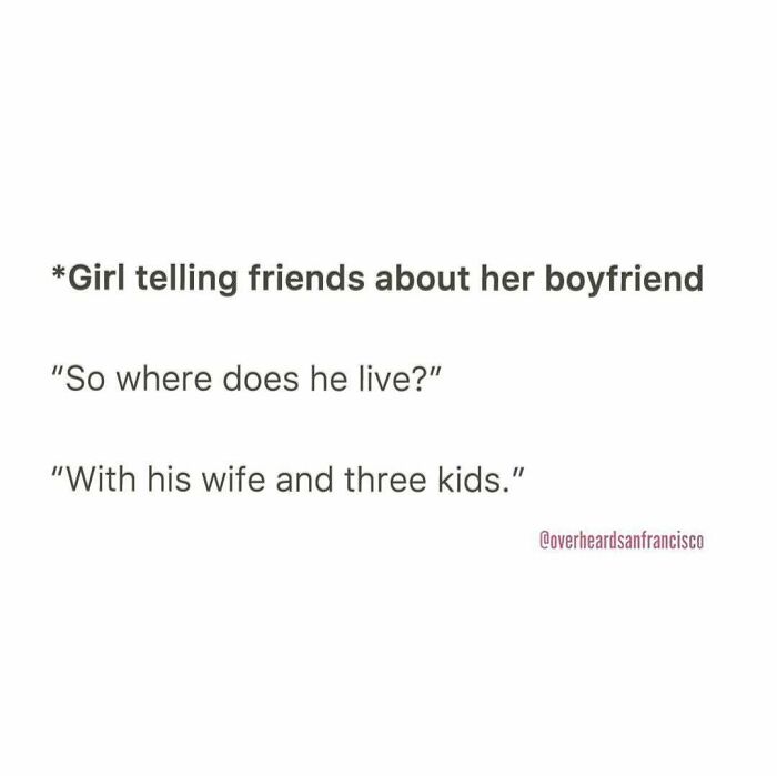 Text screenshot of a girl telling friends about her boyfriend in a hilarious conversation overheard about dating.