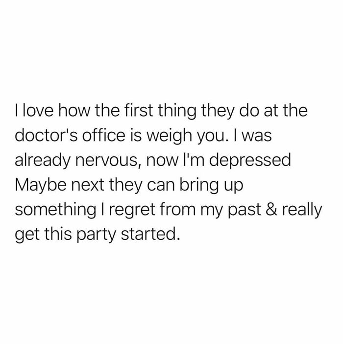 Text about feeling nervous and depressed at the doctor's office, a relatable serotonin boost moment.