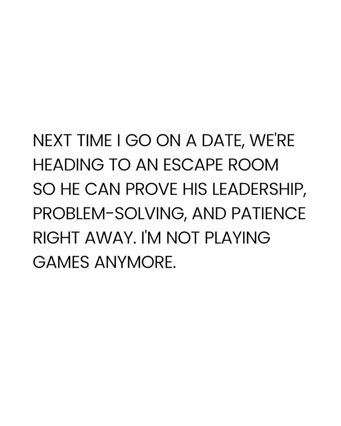 Text about going on a date to an escape room to test leadership, problem-solving, and patience for a serotonin boost.