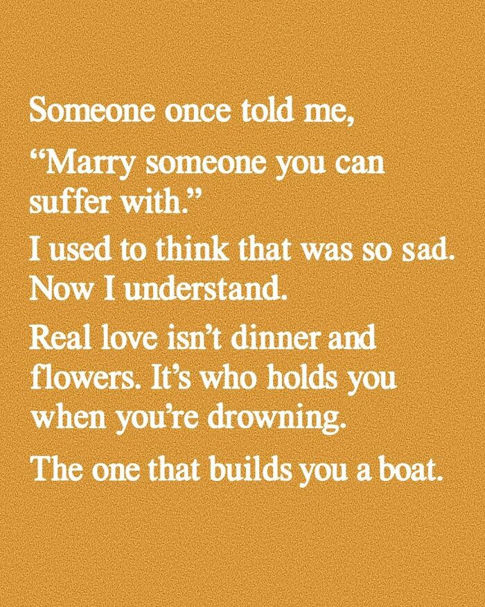 Inspirational quote in white text on orange background giving a daily serotonin boost with thoughts on real love and support.