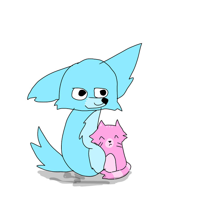 Blue Dog And Pink Cat