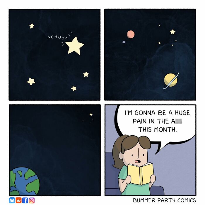 Funny comic showing a person humorously predicting being a pain, illustrating silly and relatable comic humor.