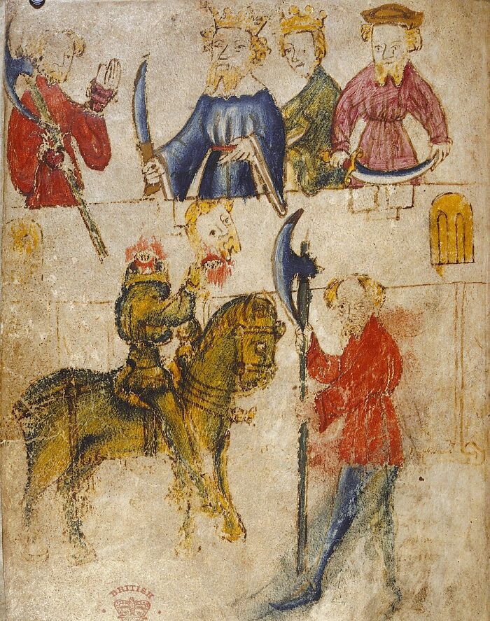 Medieval knights engaged in a dangerous and unsafe historical sport involving weapons and combat spectators.