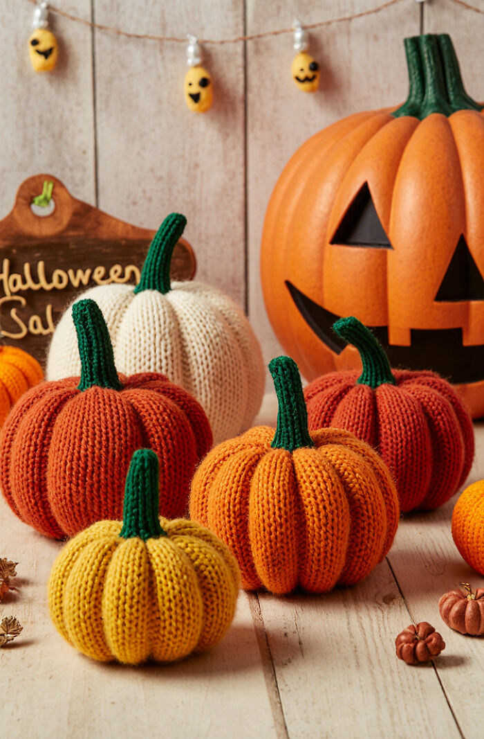 Hallwoeen Crochet Pattern Handmade Knitted Pumpkin Ornaments For Your Home