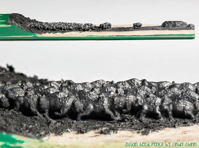 50 Tiny Bison, One Pencil: Here's My Most Ambitious Micro-Carving Yet