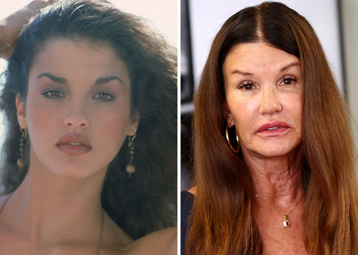 Side-by-side images of a woman showcasing unparalleled beauty and a complete transformation over time.