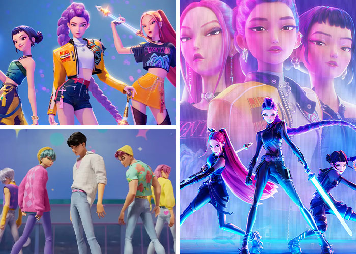 Animated characters in trendy costumes inspired by viral moments, showcasing the best Halloween costumes of the year.