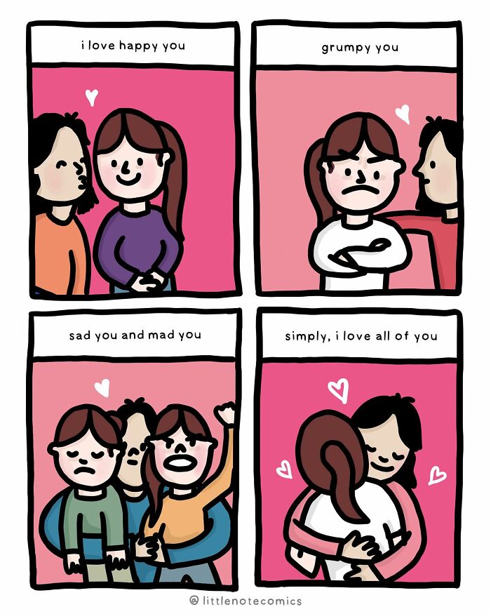Sweet and funny relationship moments captured in a heartwarming comic series by the artist.