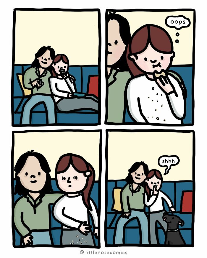 Comic illustrating sweet and funny moments of a couple’s relationship with lighthearted, heartwarming scenes on a couch.