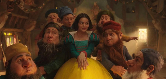 Disney reboot scene showing white actress surrounded by seven dwarfs, sparking hilarious reactions after casting and DEI concerns. Disney reboot scene showing white actress surrounded by seven dwarfs, sparking hilarious reactions after casting and DEI concerns.