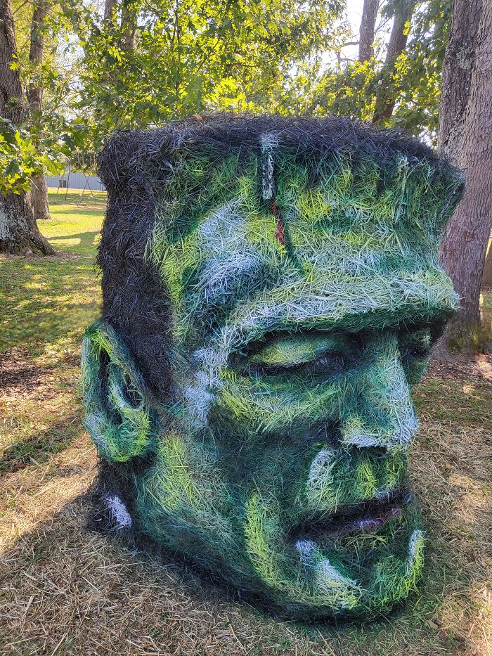 Here's My Evolution Of Frankenstein's Hay Bale Monster For 8 Years Straight