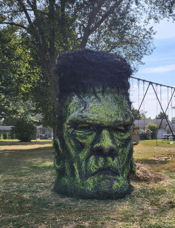 Here's My Evolution Of Frankenstein's Hay Bale Monster For 8 Years Straight