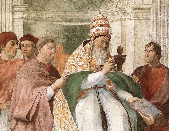 Historic painting showing religious leaders in ceremonial robes, illustrating shocking rabbits attack story involving Napoleon.