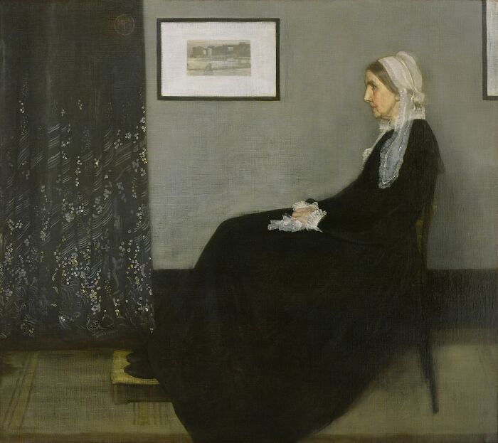 Seated woman in black dress with white lace cap, a famous painting representing art that changed history and cost a fortune.