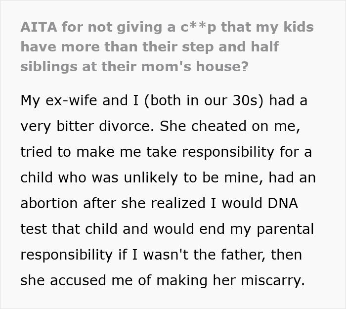 Text post discussing a cheater wanting rich ex to provide for her kids and only taking son on fancy trips.