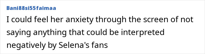 Comment about Selena Gomez's kidney donor addressing wedding snub claims, expressing concern over fan reactions. Comment about Selena Gomez's kidney donor addressing wedding snub claims, expressing concern over fan reactions.