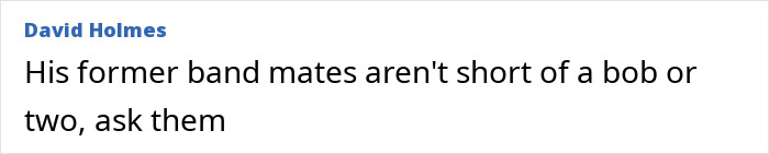 Text from David Holmes expressing his view on former bandmates, related to a former Red Hot Chili Peppers star seeking help on GoFundMe.