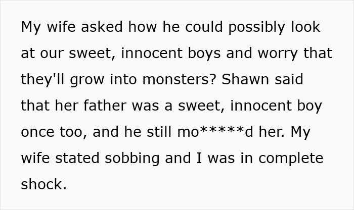 Text excerpt from story showing a man&rsquo;s theory that caused his brother-in-law&rsquo;s wife to cry at Thanksgiving.