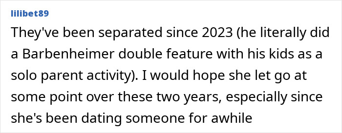 Text comment about separation since 2023 and dating, discussing Katy Perry and Justin Trudeau romance rumors.