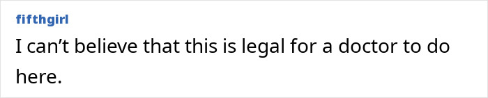 Comment on social media post expressing disbelief about the legality of a doctor breaking ribs to make waist smaller.