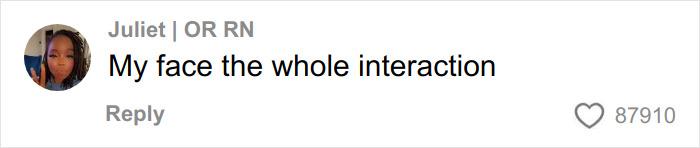 Screenshot of a social media comment saying My face the whole interaction about an aesthetician's viral booking lie incident.